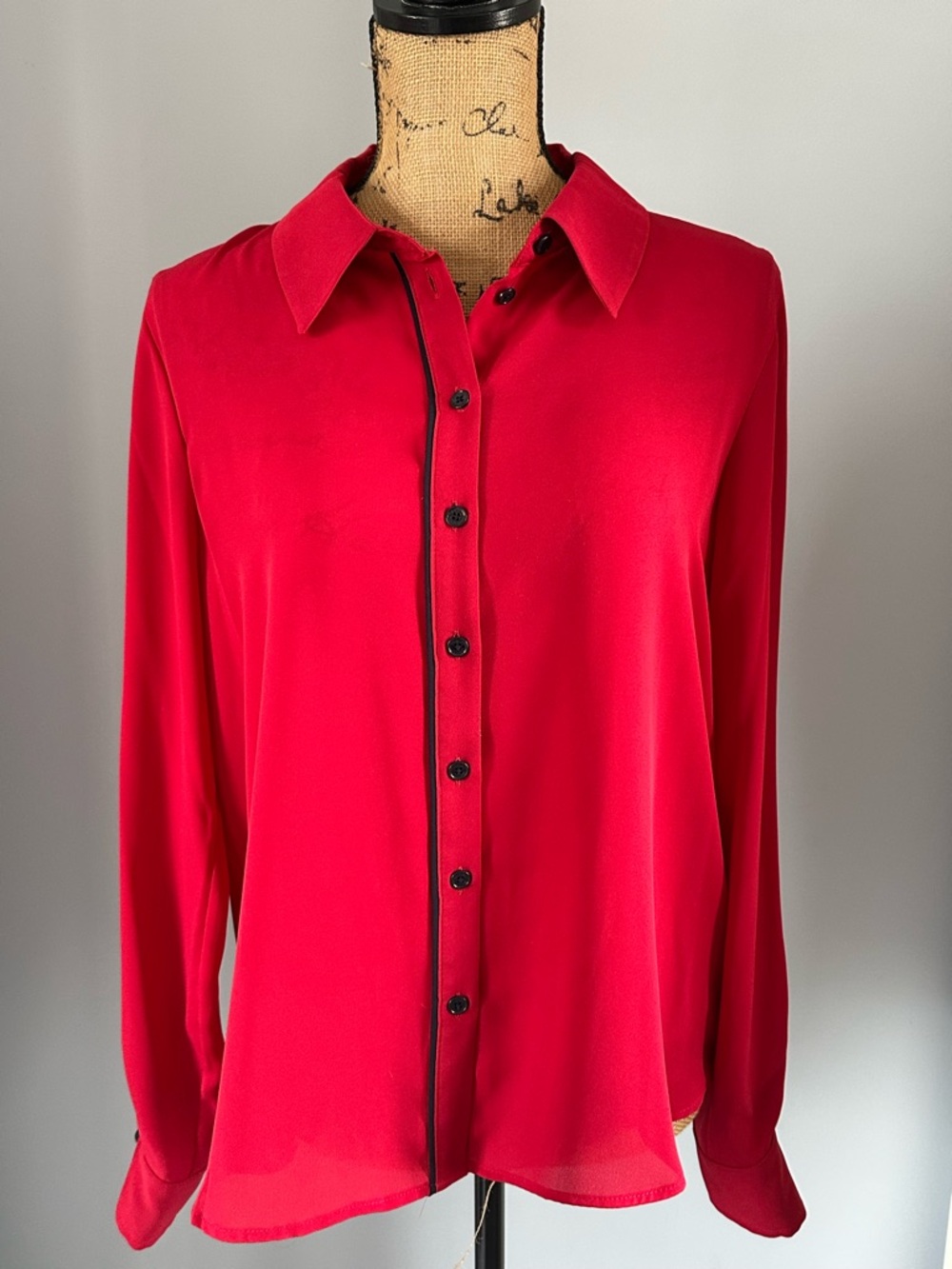 Tommy Hilfiger Red Top with Navy Logo Trim